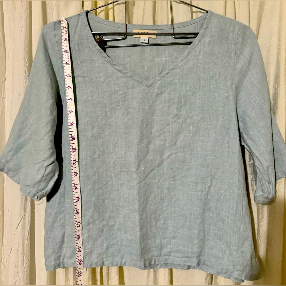 Anthropologie. Sparrow. Light Blue V-Neck Linen Top